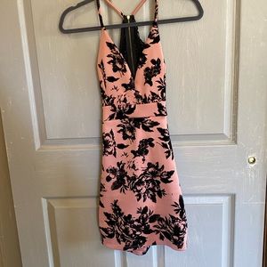 Lovely day, dress pinkish coral lace back detail  velvety, flower detail M